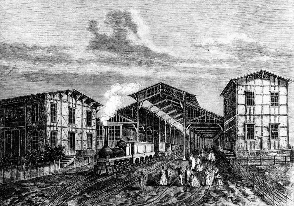 Dworzec kolejowy na Jeżycach 1863 r., źródło: "Tygodnik Ilustrowany", domena publiczna - grafika artykułu