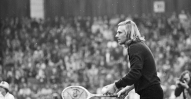 Björn Borg prezentujący swoje umiejętności w hali Arena, grudzień 1978 r., fot. S. Wiktor / cyryl.poznan.pl