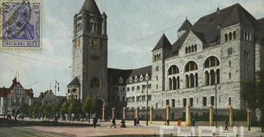 Zamek cesarski pełniący funkcję Collegium Maius Uniwersytetu Poznańskiego, gdzie 7 V 1919 r. zainaugurowano działalność Wszechnicy Piastowskiej, ok. 1918-1919, ze zb. cyryl.poznan.pl