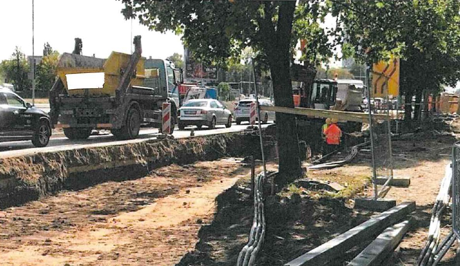 Drzewo na placu budowy w rejonie Ronda Rataje, fot. RMP - grafika artykułu