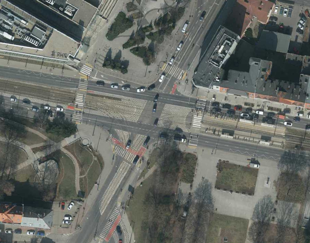 mapa lotnicza przedstawiające skrzyżowanie ulic Górna Wilda i Królowej Jadwigi, więcej w treści artykułu