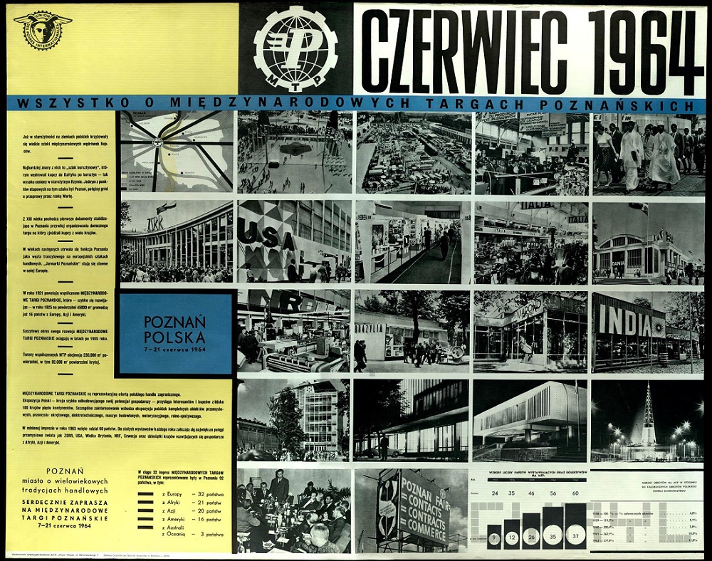 Plakat informacyjno-promocyjny Międzynarodowych Targów Poznańskich wydany w czerwcu 1964 roku z okazji XXXIII MTP - grafika artykułu
