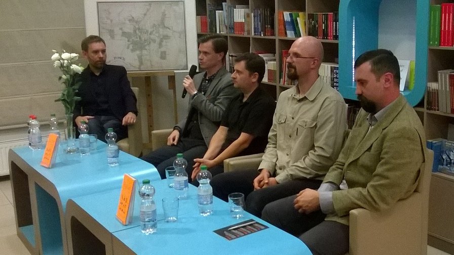 Od lewej: Piotr Zmyślony, Wojciech Mania, Jacek Y. Łuczak, Stanisław Kandulski i Radosław Pać