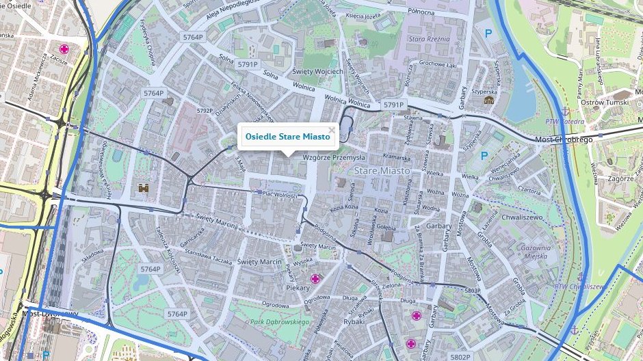 Obszar Osiedla Stare Miasto, na tym terenie nie będzie można kupić alkoholu w sklepach, w godz. 22-6