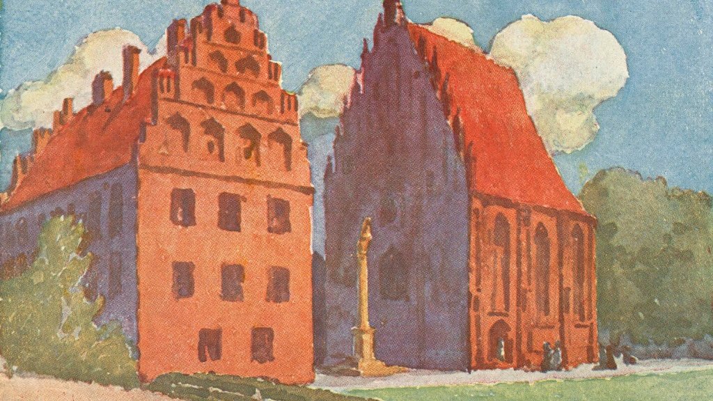 Kościół P. Marji i Psałteria, akwarela Franciszka Tatuli (pisownia oryginalna)