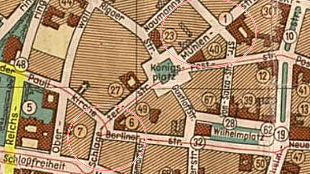 Fragment "Gauhauptstadt Posen Plan" z października 1943 r. Ze zb.: Archiwum Państwowe w Poznaniu, źródło: cyryl.poznan.pl