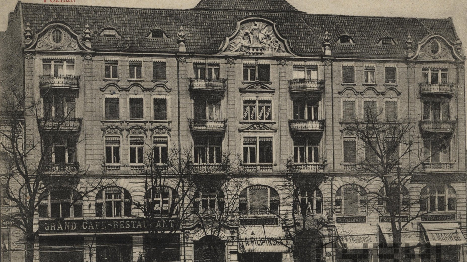 W Grand Café-Restaurant, mieszczącej się w Domu Przemysłowym przy pl. Wilhelmowskim (pl. Wolności) odbyło się zebranie założycielskie Klubu Wioślarskiego z Roku 1904, fot. cyryl.poznan.pl