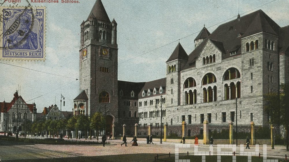 Zamek cesarski pełniący funkcję Collegium Maius Uniwersytetu Poznańskiego, gdzie 7 V 1919 r. zainaugurowano działalność Wszechnicy Piastowskiej, ok. 1918-1919, ze zb. cyryl.poznan.pl