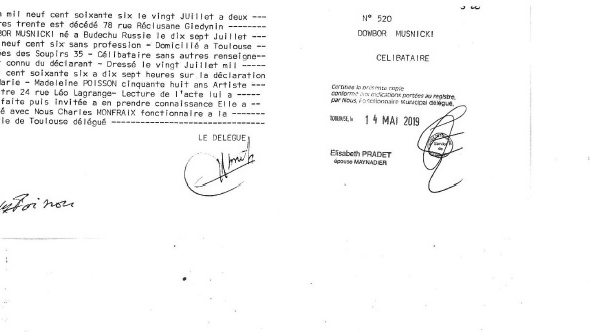 Odpis aktu zgonu Giedymina Dowbora-Muśnickiego