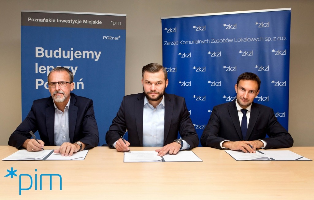 Od lewej: Jarosław Zawadzki - z-ca dyr. ZGiKM GEOPOZ, Marcin Gołek - wiceprezes PIM, Tomasz Lewandowski - prezes ZKZL - grafika artykułu