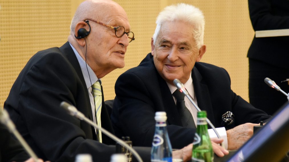 Herbert Schmalstieg i Andrzej Wituski podczas obchodów 40. rocznicy współpracy Hanoweru i Poznania (październik 2019)