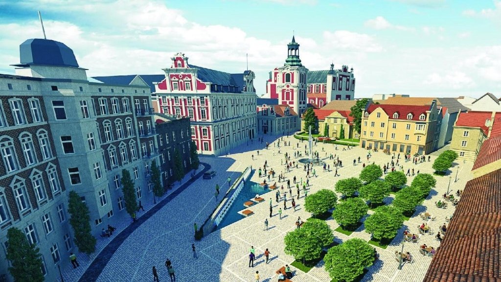 Poglądowa wizualizacja zrewitalizowanego pl. Kolegiackiego, źródło: poznan.pl