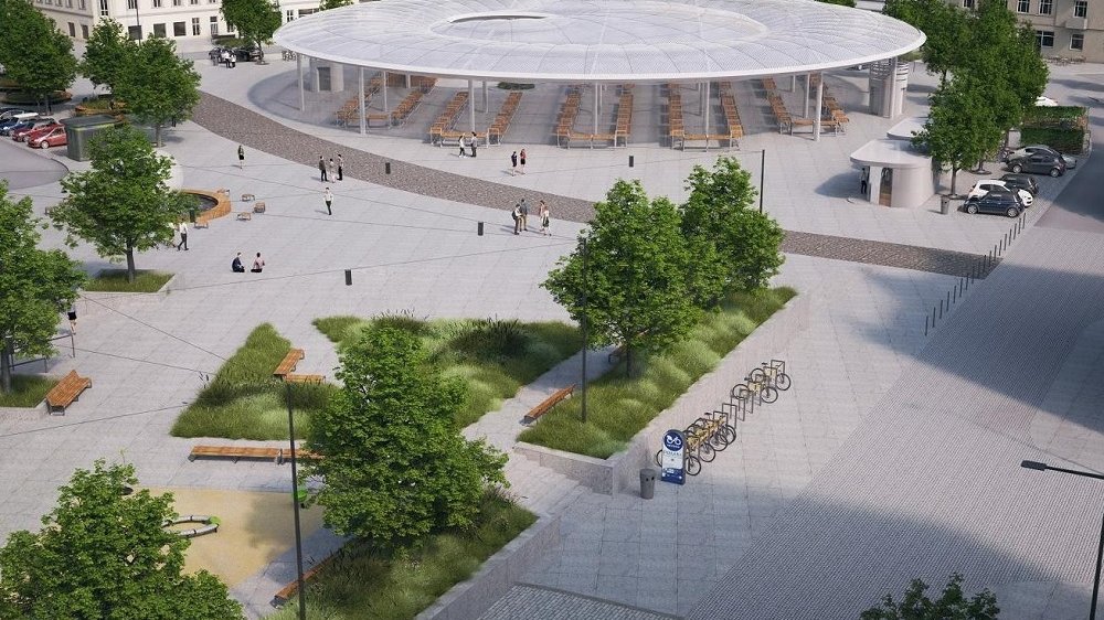 Poglądowa wizualizacja zrewitalizowanego Rynku Łazarskiego, źródło: poznan.pl