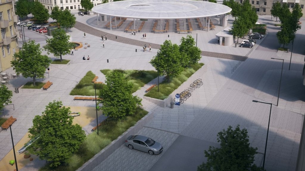 Wizualizacja Rynku Łazarskiego po przebudowie, źródło: Miasto Poznań