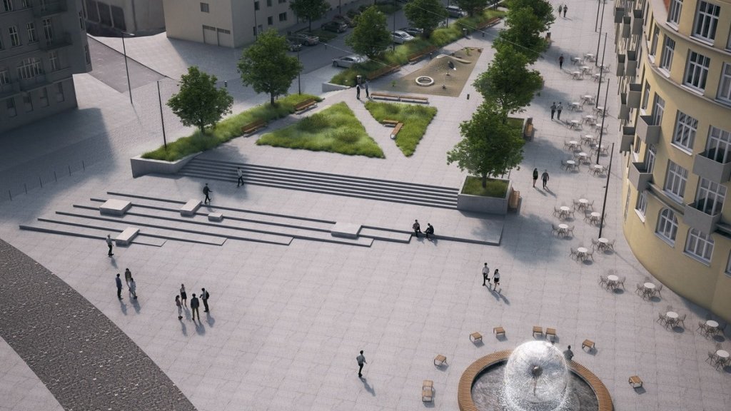 Wizualizacja Rynku Łazarskiego po przebudowie, źródło: Miasto Poznań