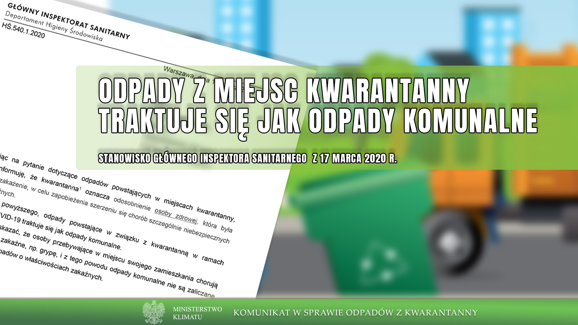 Odbiór odpadów w okresie kwarantanny, fot. Ministerstwo Klimatu - grafika artykułu