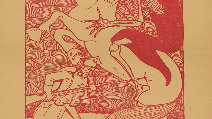 "Potwór bolszewicki", plakat z czasów wojny polsko-bolszewickiej, 1920 r., ze zb. Polona