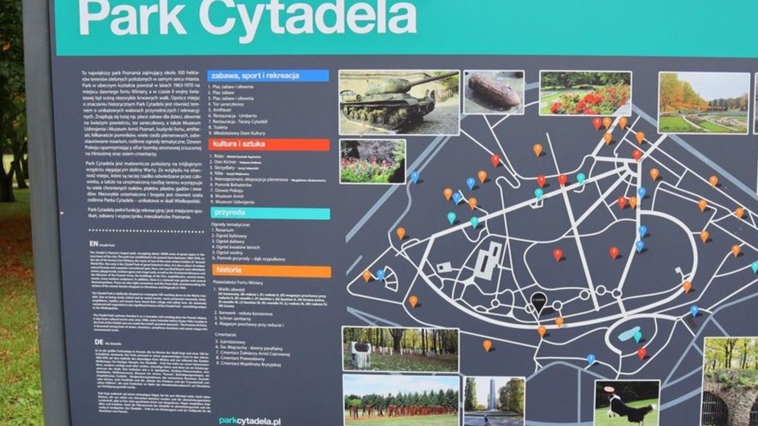 Park Cytadela, tablica informacyjna, Fot. ZZM
