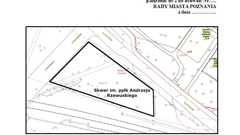 Plan umiejscowienia skweru, propozycja, Fot. UMP