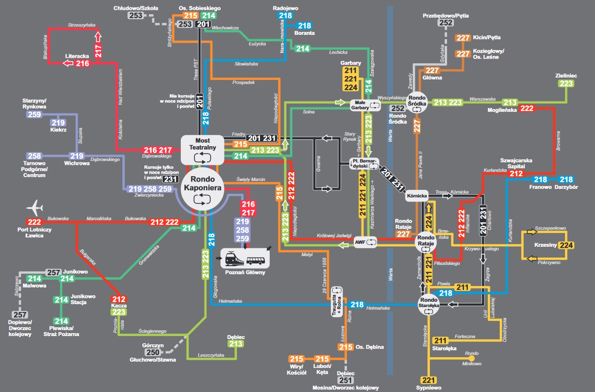 Schemat linii nocnych w Poznaniu (projekt zmian), Fot. ZTM - grafika artykułu