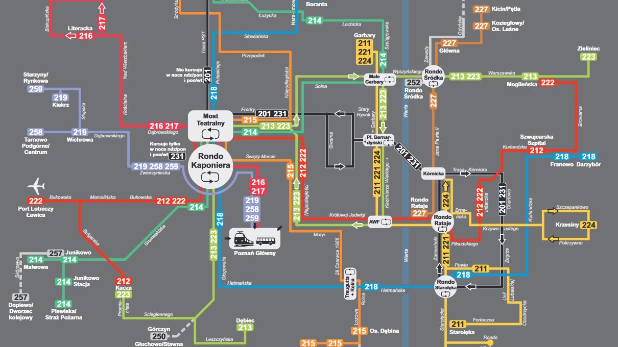 Schemat nowej sieci połączeń nocnych (projekt), Fot. ZTM