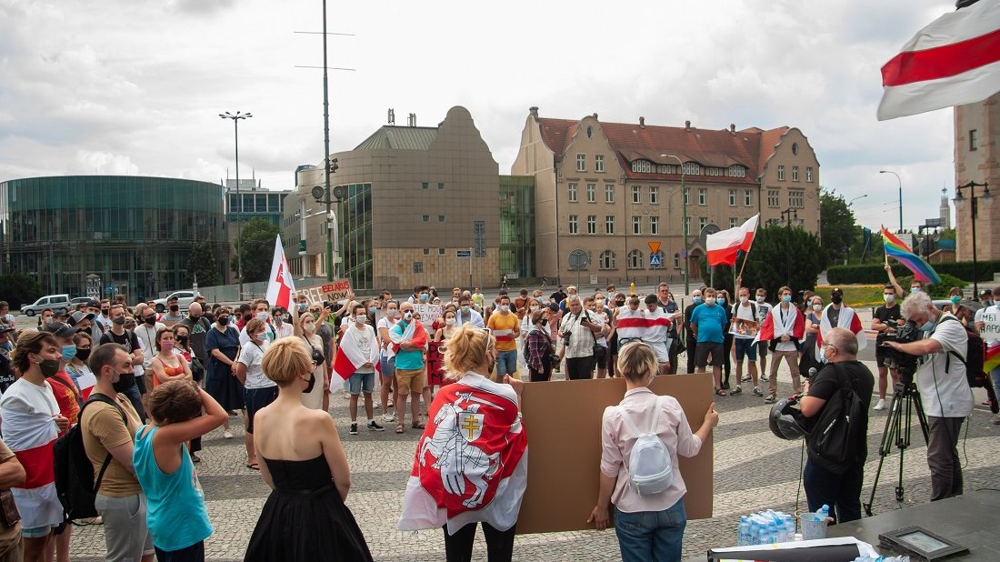 Manifestacja solidarności z wolnościowymi dążeniami Białorusi (Poznań, sierpień 2020 r.), fot. Kseniya Golubova