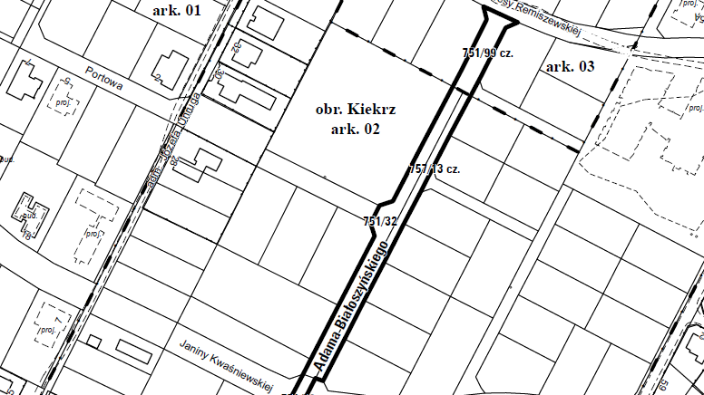Mapa sytuacyjna Kiekrza, wraz z ul. Adama Białoszyńskiego, fot. RMP