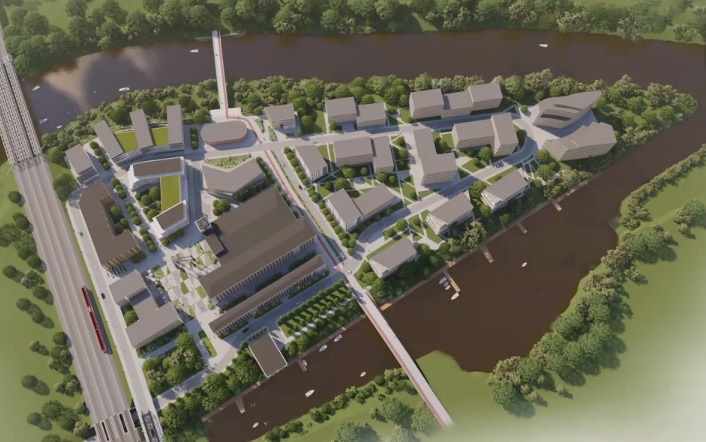 Wizualizacja zabudowy na "małej wyspie" Ostrowa Tumskiego, rys. MPU - grafika artykułu