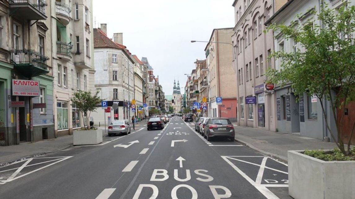 Ulica Garbary z wytyczonym buspasem, fot. ZDM