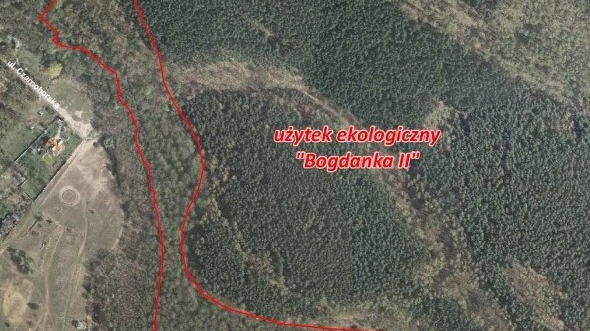 Granice użytku ekologicznego "Bogdanka II", Załącznik do uchwały Nr XXIII/305/VI/2011 RMP z dn. 20.12.2011 r., mapa: ZGiKM GEOPOZ