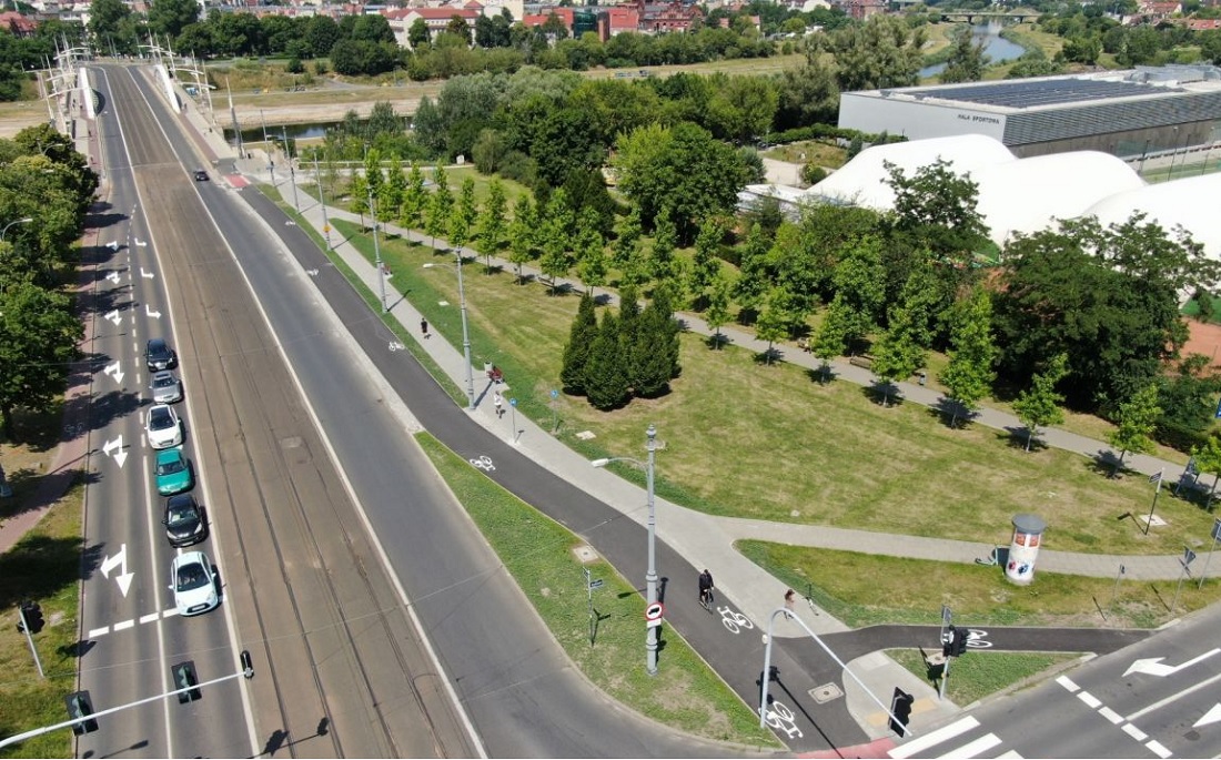Trasa rowerowa na ul. Kórnickiej, fot. ZDM Poznań - grafika artykułu