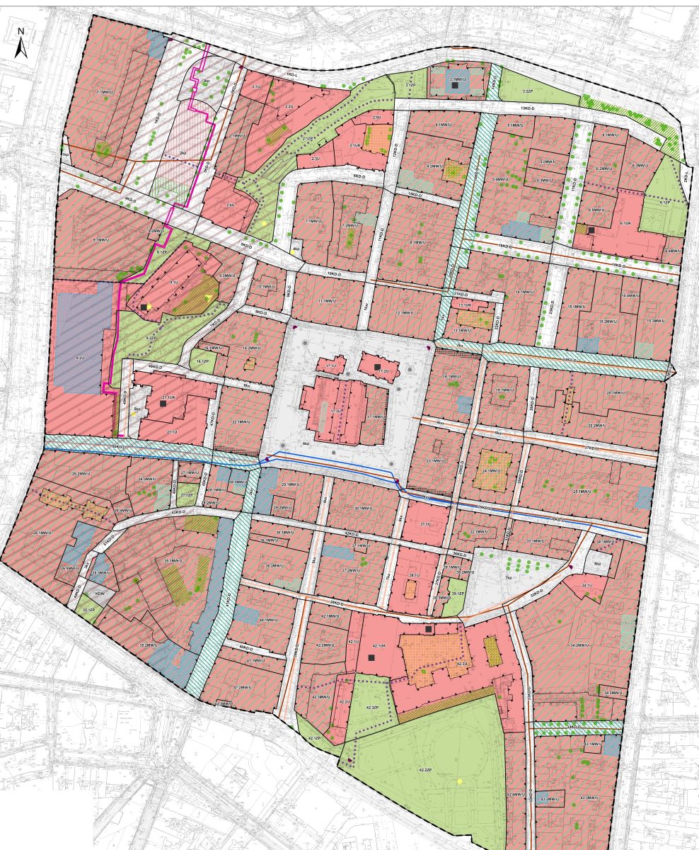 Fragment mapy planistycznej obszaru Stare Miasto, jeden z załączników do projektu uchwały - grafika artykułu