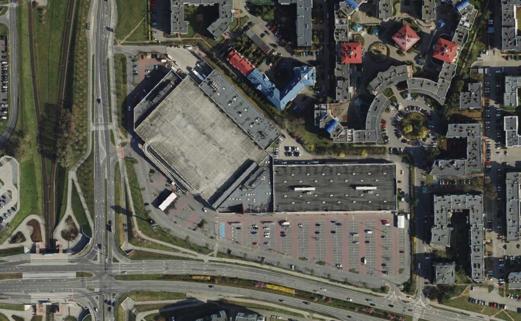 fragment mapy geodezyjnej z obszarem pasażu handlowego przy ul. Opieńskiego w Poznaniu - grafika artykułu