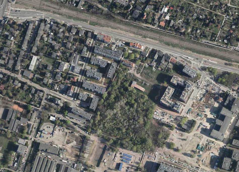mapa lotnicza fragmentu Jeżyć będącego przedmiotem interpelacji radnego B. Ignaszewskiego - grafika artykułu