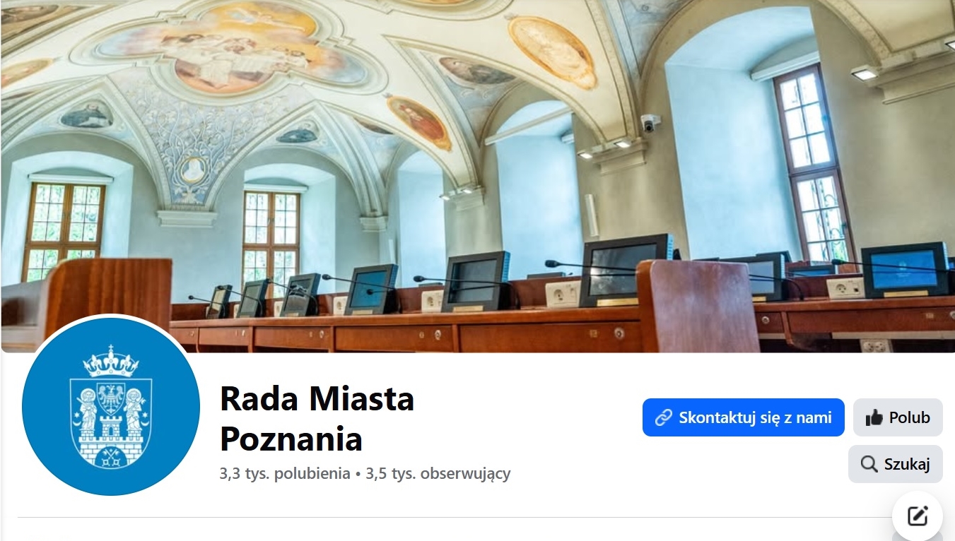 Zrzut z ekranu profilu Rady Miasta Poznania na Facebooku: www.facebook.com/RadaMiastaPoznania - grafika artykułu