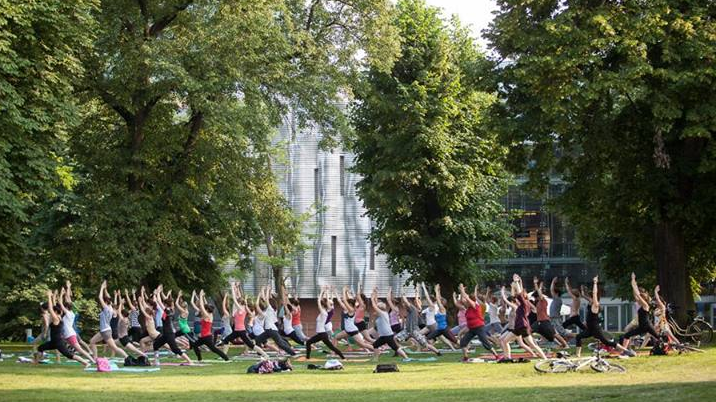 Joga w parku Starego Browaru fot. J. Wittchen