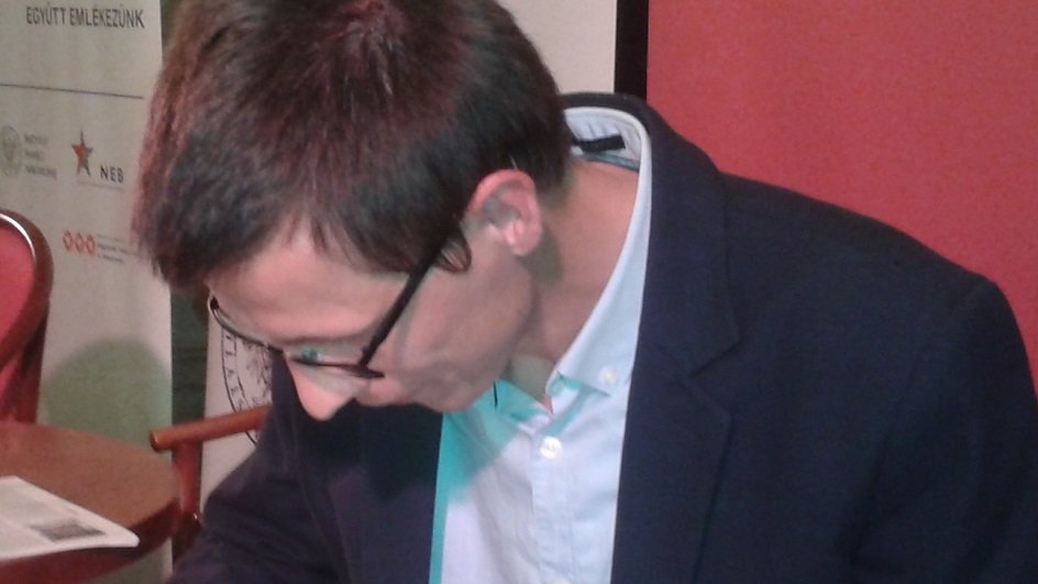 Autor podczas promocji książki w Bibliotece Raczyńskich