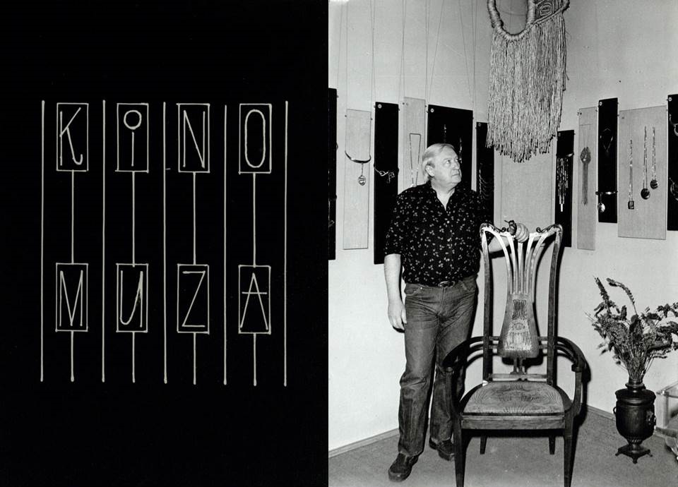 Z lewej: projekt neonu kina "Muza" - z prawej: Ryszard Kulm w swojej galerii przy Starym Rynku 81 - grafika artykułu