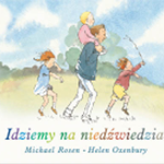 Okładka książki. tata z dziecmi idzie pod wiatr.