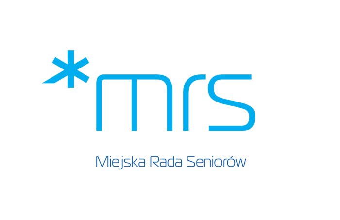 Miejska Rada Seniorów Graficzne logo Mijskiej Rady Seniorów w Poznaniu błękitne na białym tle