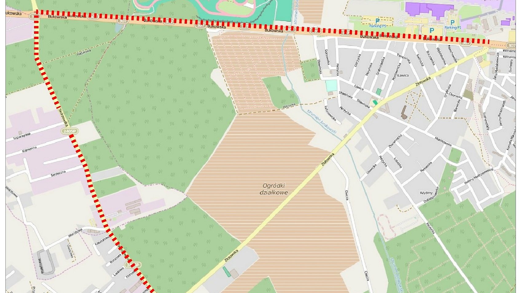 Mapka - cmentarz Junikowo - zalecany objazd
