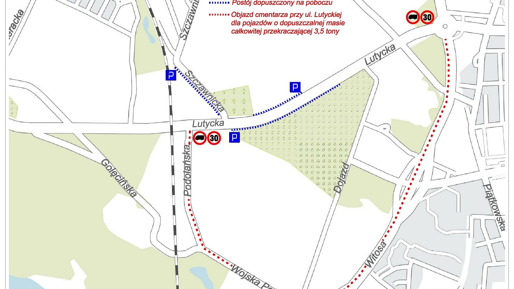 Mapka - cmentarz Lutycka