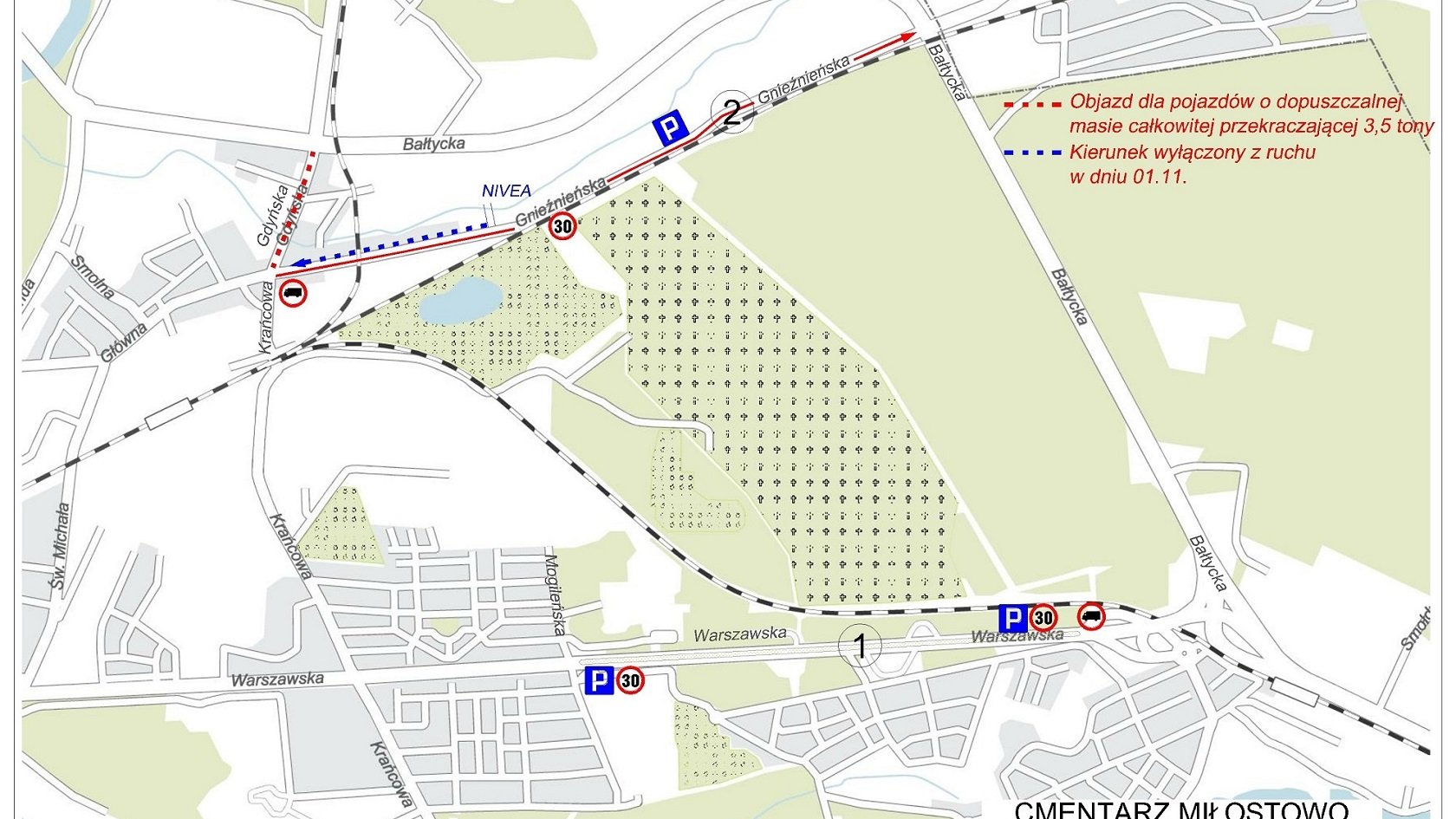 Mapka - cmentarz Miłostowo