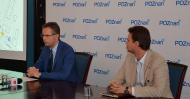 Konferencja w sprawie otwracia ul. Kraszewskiego - od lewej: Łukasz Dondajewski (MIR), Grzegorz Pluta (ZDM)
