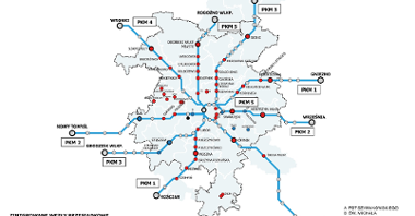 Mapa zintegrowanych węzłów przesiadkowych w ramach Poznańskiej Kolei Metropolitalnej