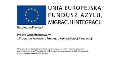 Grafika, na niej logotyp UE i informacja o finansowaniu projektu