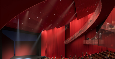 Wizualizacja nowej siedziby Teatru Muzycznego. Widok na sale główną.