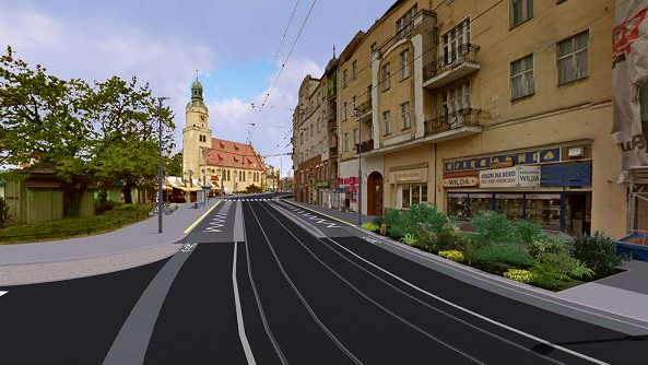 Wizualizacja przebudowy torowisk w ulicach Wierzbięcice i 28 Czerwca 1956 r.