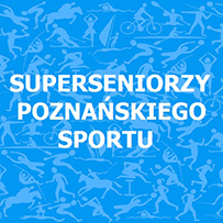 Na niebieskim tle biały napis Gala Poznańskiego Sportu