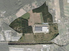 Fragment mapy miasta z zaznaczoną granicą projektu planu.